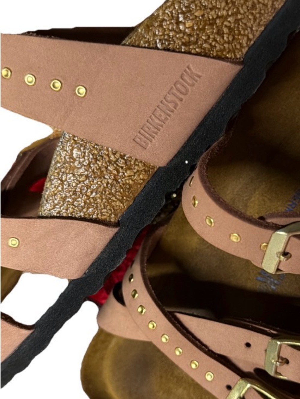 Birkenstock Old Rose Studded Triple Strap Buckle Sandals - Picture 3 of 16